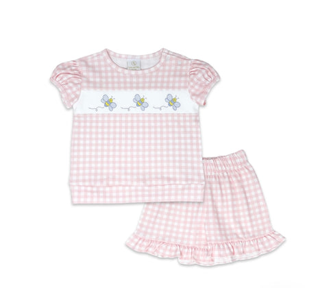 Lullaby Set Pima Pink Gingham Honeycomb Short Set