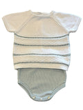 Mi Lucero White & Blue Stripe Diaper Set