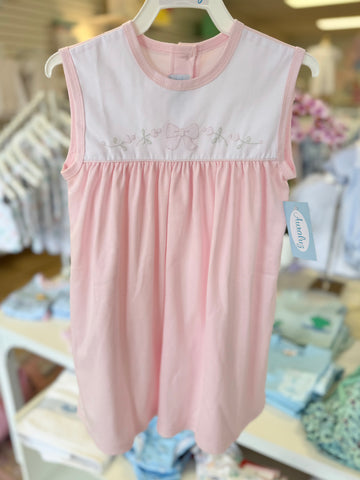 Auraluz Light Pink Sleeveless Bow Dress