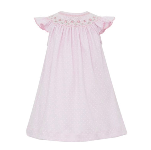 Petit Bebe Knit Pink Dot Angel Sleeve Bishop Dress