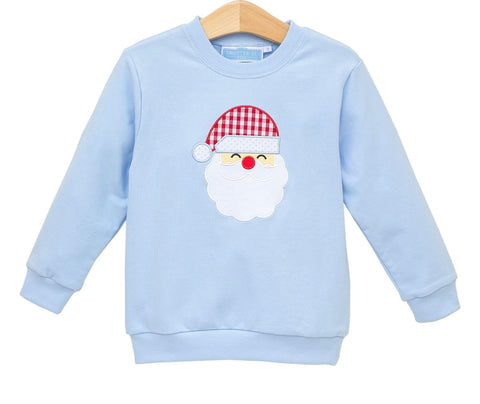 Trotter Street Blue French Terry Santa Pullover
