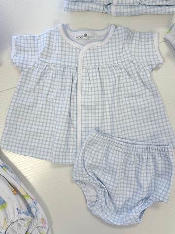 Magnolia Baby Blue Windowpane Diaper Set