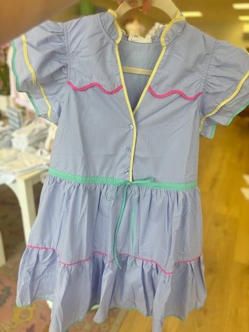 Periwinkle Scallop Detail Dress