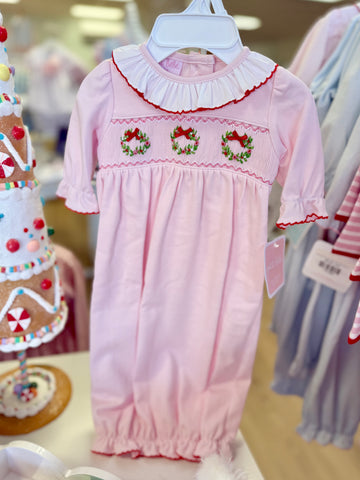 Petit Bebe Pink Knit Wreath Gown