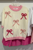 Lulu Bebe Cream & Pink Bow Sweater