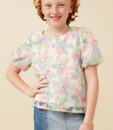 Hayden Girl Floral Sequin Top