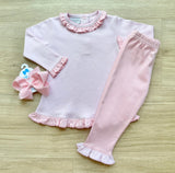 Squiggles by Charlie Pink Mini Stripe Girls Pant Set