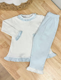 Squiggles by Charlie Blue Dot Ruffle Pant Set