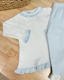 Squiggles by Charlie Blue Dot Ruffle Pant Set