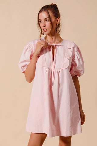 Peachy Pink Scallop Detail Dress