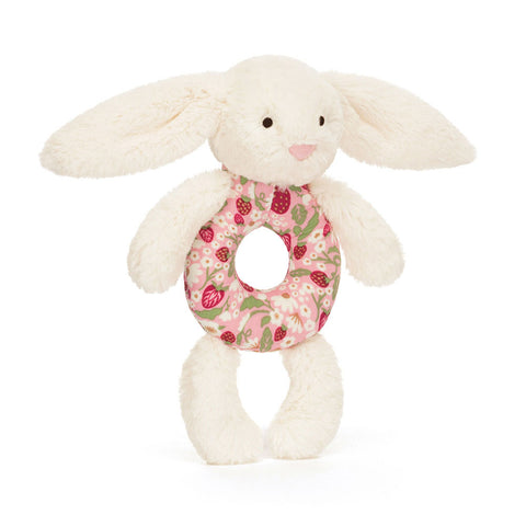 Jellycat Blossom Cream "Berry" Bunny Ring Rattle