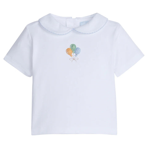 Little English Blue Crochet Balloon Peter Pan Top