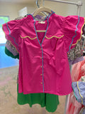 Hot Pink Scallop Detail Top