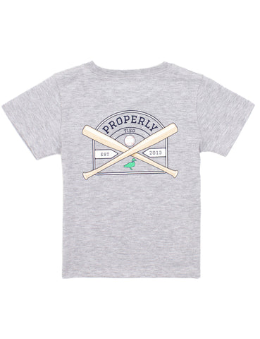 Properly Tied Light Heather Grey Baseball Shield Tee