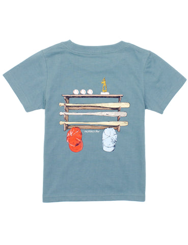 Properly Tied Steel Blue Baseball Rack Tee