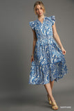 Blue Paisley Midi Dress