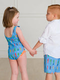 Ruffle Butts Gone Fishing Swim Trunks