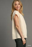 Cream Jacquard Pearl Top