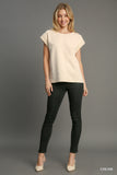 Cream Jacquard Pearl Top