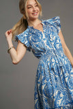 Blue Paisley Midi Dress