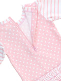 Ruffle Butts Pink Stripe/Dot Rash Guard One Piece Swimsuit