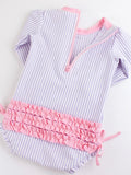 Ruffle Butts Lavender Seersucker Rash Guard One Piece