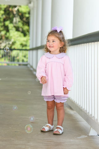 Trotter Street Light Pink & Lavender Stripe Katherine Bloomer Set