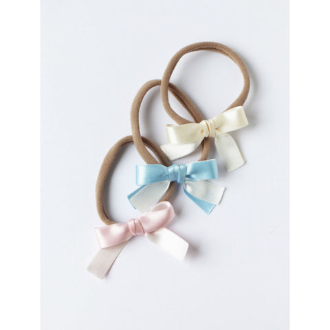 Eva's House Small Soft Satin Bows- 3 (White, Baby Pink, Baby Blue)