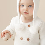 Elegant Baby Whisper White Knit Sweater Cardigan