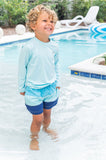 Prodoh Blue Blossom Color Block Swim Trunks