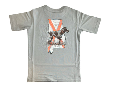 Southern Point Grey State of Alabama T Shirt-Orange