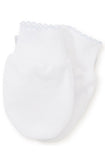 Kissy Kissy White w/ Blue Trim Scratch Mittens