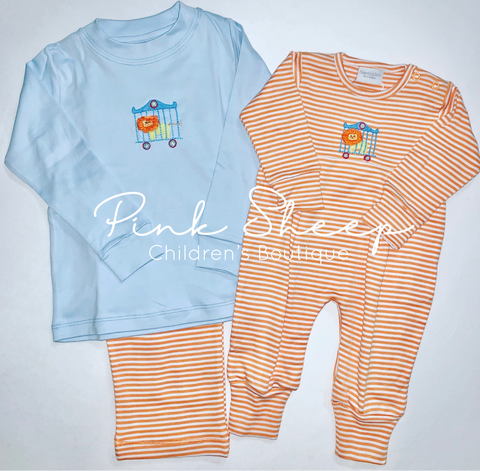 Squiggles by Charlie Orange Stripe Circus Lion Pant Set(12m & 18m arriving next shipment)