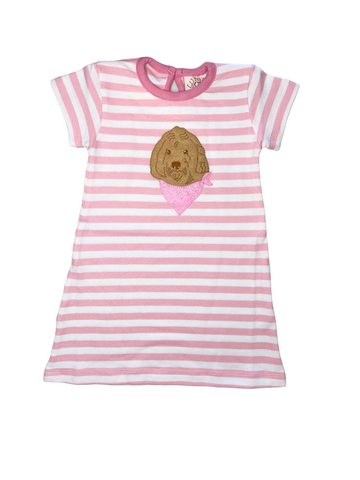 Luigi Kids Pink Stripe Golden Doodle A Line Dress