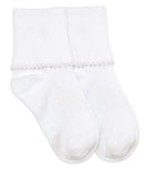 Jefferies Socks Smooth Toe Tatted Edge Turn Cuff Socks (White)