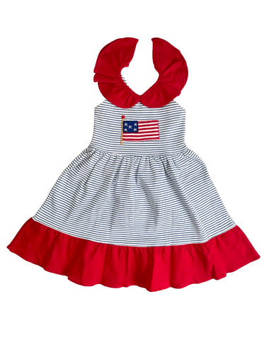 Squiggles by Charlie Navy Stripe Flag Sun Dress (Infant)