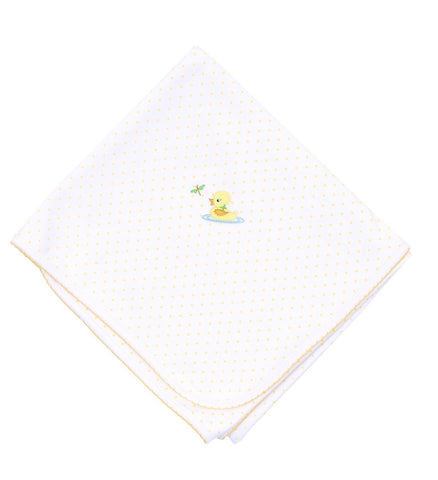 Magnolia Baby Vintage Ducky Embroidered Receiving Blanket-Yellow