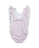 Charming Mary Rosie Ruffle One Piece Swimsuit-Retro Rainbow Stripe