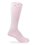 Jefferies Socks Pointelle Bow Knee High Socks (White, Ivory, Pink)