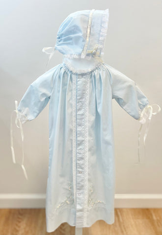 Baby Sen Pale Blue Carter Day Gown & Bonnet