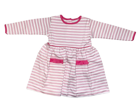 Squiggles by Charlie Wide Pink Stripe/Hot Pink Popover Dress