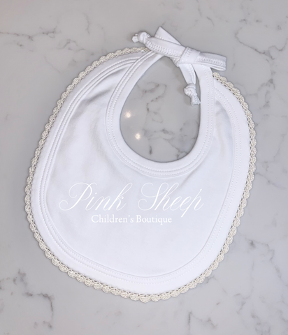 Squiggle by Charlie White Crochet Trim Bib-Ecru Trim