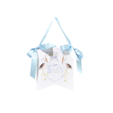 Over The Moon "Welcome Baby" Stork Hanger-Blue