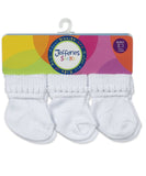 Jefferies Socks Rock-A-Bye Turn Cuff Socks 6 Pair Pack (White, Pink, Blue)