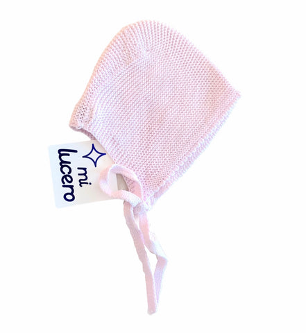 Mi Lucero Light Pink Garter Stitch Bonnet