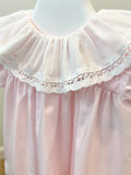 Baby Sen Light Pink Lace Trim Bib Dress