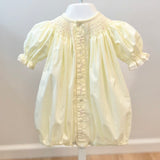 Baby Sen Pale Yellow Annalee Smocked Lace Bubble