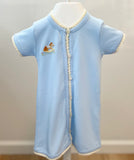 Squiggles by Charlie Medium Blue Short Sleeve Rocking Horse Day Gown (Crochet Trim)