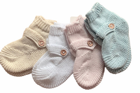 Mi Lucero Sock Booties- White, Pink, Blue
