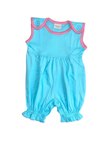 Squiggles by Charlie Aqua/Hot Pink Sleeveless Romper